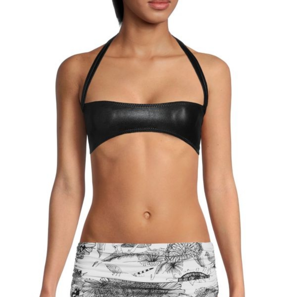 Faux Leather Bikini Top
